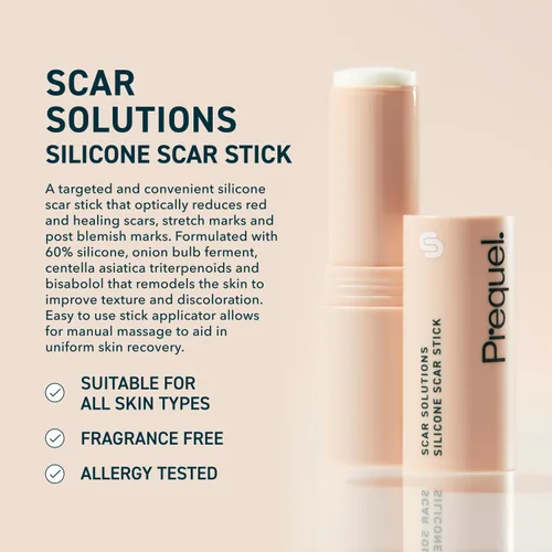 Vista 3 de Prequel Skin Scar Solutions 60% silicona para cicatrices en barra, película aterciopelada sólida gruesa para cicatrices. Fórmula infundida