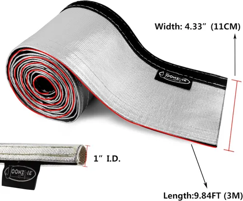 Vista 3 de Funda de protección térmica aluminizada plateada de 1 pulgada de diámetro interior x 10 pies para una manguera de protección térmica definitiva