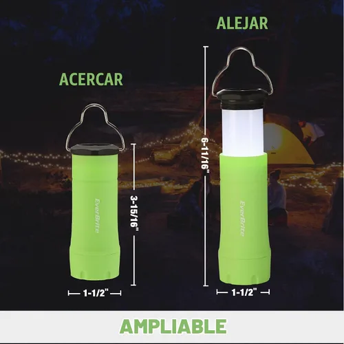 Vista 4 de EverBrite Mini Linternas y Faroles 2 en 1, Combo de Linterna con Zoom con 3 Modos, Artículos Esenciales para Acampar, Farol de 2 Piezas a Batería