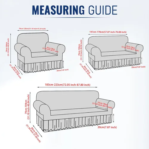 Vista 2 de FUANGUI Funda para Sofá de 1 Pieza, Funda Elástica para Sofá Estampada para Sofá de 3 Cojines con Falda Apta para Mascotas, Fundas de Sofá Lavables