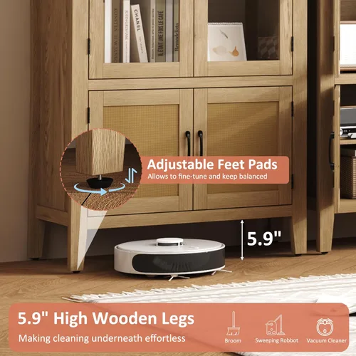 Vista 5 de Function Home Armario de despensa de cocina arqueado de 71 pulgadas, armarios de almacenamiento de granja con puerta de vidrio, estantería alta