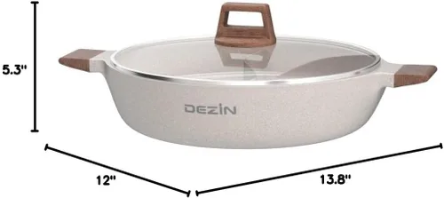 Vista 8 de DEZIN 5-QT Olla de Doble Sabor Shabu Shabu con Divisorio, Olla de Inducción Antiadherente de Doble Cara, Olla de 12 Pulgadas Dividida para Cocinar