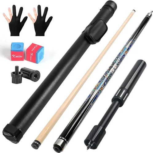 Vista 10 de Kmise Professional Pool Cue Stick, 18 19 20oz Canadian Maple Cue Sticks, Low Deflection Shaft with Telescopic Carbon Fiber Extension Cue