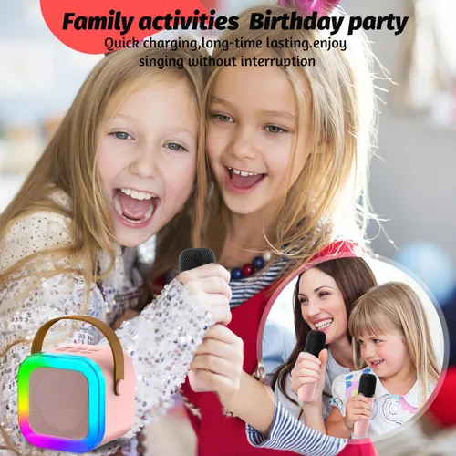 Vista 4 de OUTUVAS Juguetes de micrófono de karaoke para niños, regalo de Navidad y cumpleaños para niñas de 4 a 12 años, juguetes de karaoke para niñas de 4