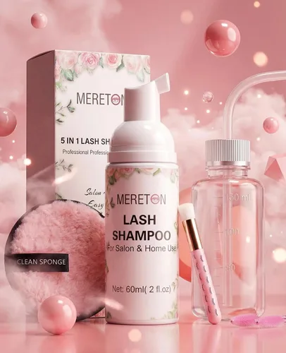 Vista 6 de Kit de champú para extensiones de pestañas, limpiador de extensiones de pestañas, limpiador de pestañas, kit de limpieza de pestañas para racimo