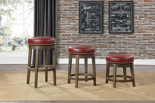 Vista 4 de Lexicon Kenmare Taburete giratorio de altura de mostrador (juego de 2), 24" SH, rojo