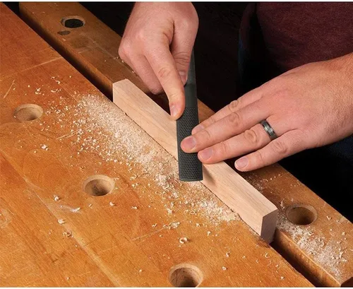 Vista 2 de DONSTRAW Lima de raspa de madera de 4 vías de grado premium de alto carbono y raspa redonda, limas planas y de aguja semicirculares, juego de raspa