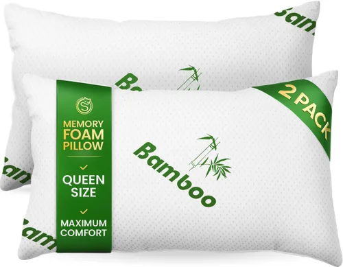 Vista 10 de Almohada de espuma viscoelástica triturada tamaño Queen – Almohada de cama refrescante para dormir para el estómago, la espalda y el cuerpo – 1