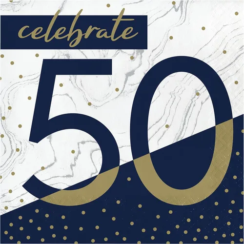 Vista 8 de Trendware Servilletas de cumpleaños número 18 azul marino y dorado, 48