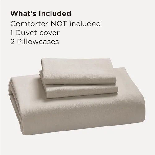 Vista 8 de Bedsure Funda de edredón de lino tamaño Queen – Juego de ropa de cama de mezcla de lino y algodón, suave y acogedor, 3 piezas, 1 funda de edredón