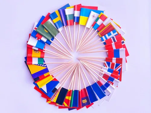 Vista 8 de stidsds Banderas de palillos de dientes de 100 países, mini decoración nacional para cupcakes de países pequeños, decoración para fiestas