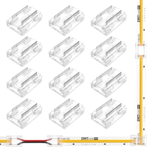 Vista 8 de Conectores de tira LED EMITEVER, 12 paquetes de conectores de luz de cinta LED de 2 pines sin soldadura, apriete de tornillo, conectores de cinta a