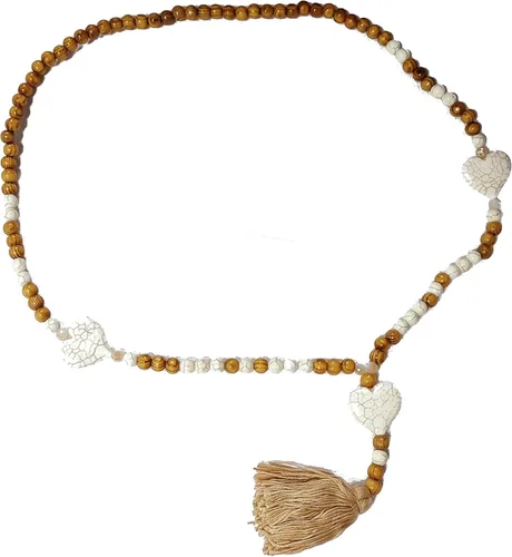 Collar largo hecho a mano bohemio de cuentas de madera larga suéter cadena borla collares vintage estilo étnico ligero madera natural cuentas