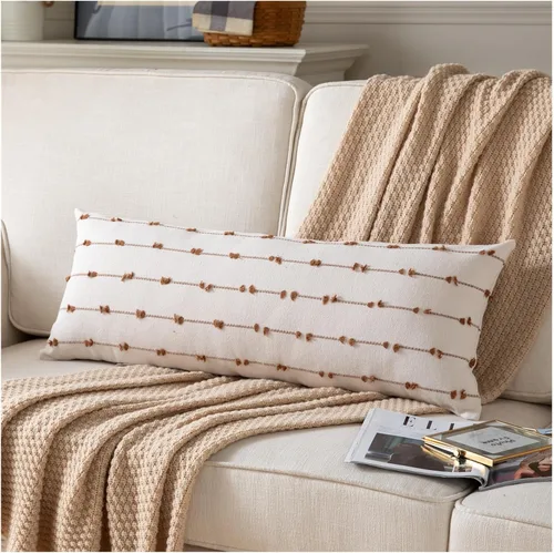 Vista 12 de Caflife Fundas de Almohada Decorativas Boho 18x18 pulgadas Beige y Negro, Juego de 2 Fundas de Almohada Decorativas Modernas Estilo Granja para Sofá