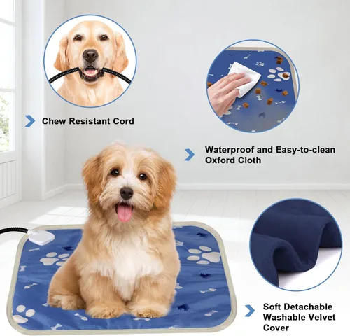 Vista 4 de Almohadilla térmica para gatos para interiores, almohadilla térmica para mascotas para gatos y perros, cama climatizada impermeable para gatos