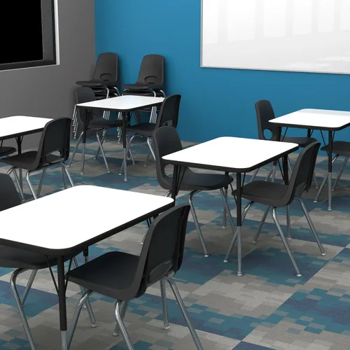 Vista 2 de FDP - Mesa rectangular de borrado en seco para actividades escolares y de oficina (24 x 36 pulgadas), patas estándar con deslizadores giratorios