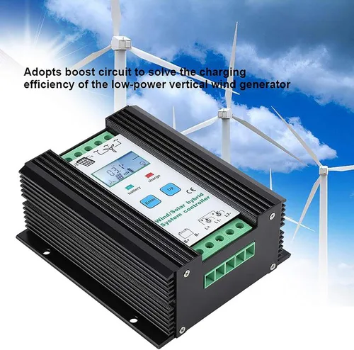 Vista 5 de CHRISK Controlador híbrido solar eólico de 9000 W PWM eólico controlador híbrido de energía solar controlador digital inteligente regulador de carga