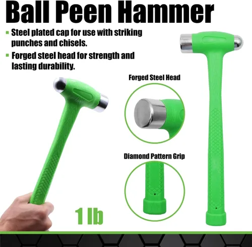 Vista 5 de GRIP - Juego de martillos multiusos Deadblow de 3 piezas, martillo de latón de 12 onzas, martillo de bola de 1 libra, mazo Deadblow de 1/2 lb