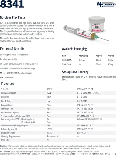 Vista 6 de Flux para soldadura tipo jeringa de 0.33 onzas líquidas MG Chemicals