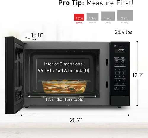 Vista 5 de Panasonic NN-SN65KB Horno de microondas con tecnología Inverter 1200W, 1.2 pies cúbicos. Pequeño con Sensor Genius de cocción de un toque, botón