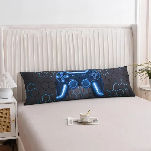 Vista 4 de NTBED Funda de almohada corporal con cierre de sobre de microfibra para videojuegos para niños y adultos (20 x 54 pulgadas, azul)
