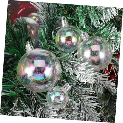 Vista 4 de IMIKEYA 18 bolas de adorno de Navidad iridiscentes de plástico transparente, esferas rellenables para árbol de Navidad, decoraciones colgantes