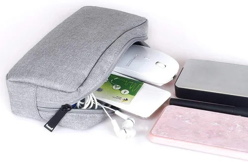 Vista 7 de Bolsa de transporte universal para electrónica/accesorios de tela, duradera y ligera, adecuada para salidas, negocios, viajes y kit de cosméticos