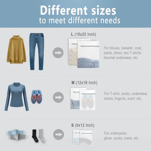 Vista 6 de Muchfun 3 bolsas duraderas de malla de diamante para ropa delicada (1 grande, 1 mediana, 1 pequeña)