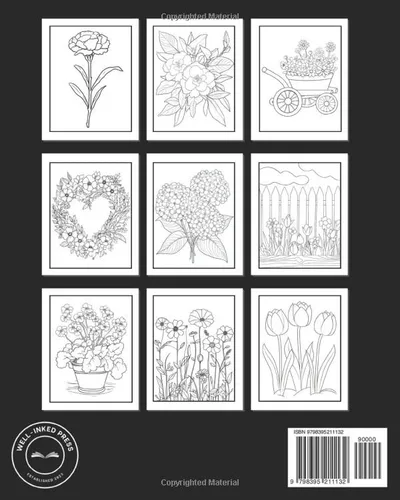 Vista 2 de Flower Adult Coloring Book Relaxation for Women, Kids & Seniors