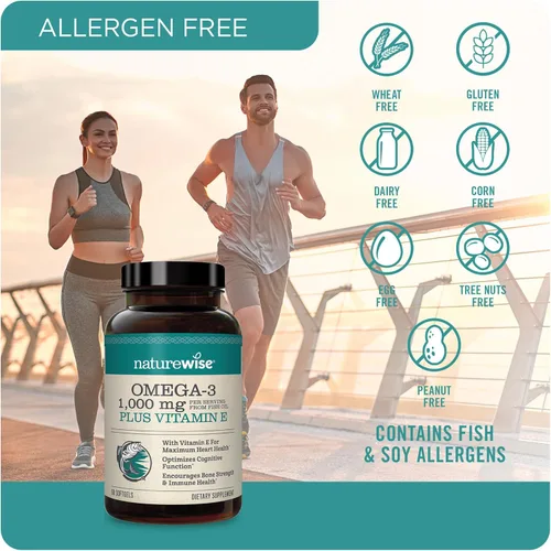 Vista 8 de NatureWise 1000 mg Omega 3 600 mg EPA 400 mg DHA con vitamina E 180ct y complejo de vitamina B para energía celular 60 cápsulas blandas [2 meses]