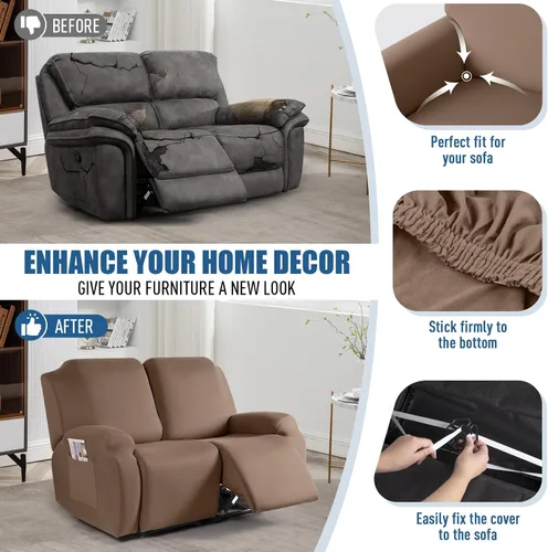 Vista 220 de TAOCOCO Fundas Elásticas para Sillones Reclinables de 3 Piezas Fundas Sólidas para Muebles Funda para Sillón Reclinable Fundas Deslizables con Azul