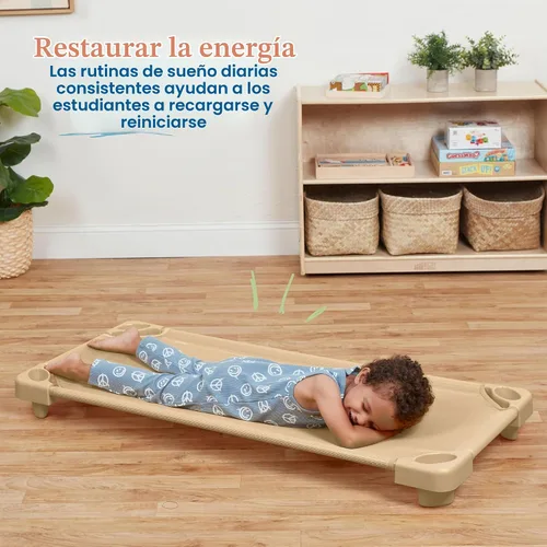Vista 4 de ECR4Kids Stackable Kiddie Cot, Ready-to-Assemble, Standard, 6-Pack, Green Malla transpirable, certificado GREENGUARD Gold, capacidad de 75 libras