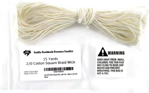 Vista 7 de 15 yardas/45 pies – mecha cuadrada de algodón 1/0 – mecha de vela 100% algodón – sin imprimación y sin plomo – Fabricado en los Estados Unidos