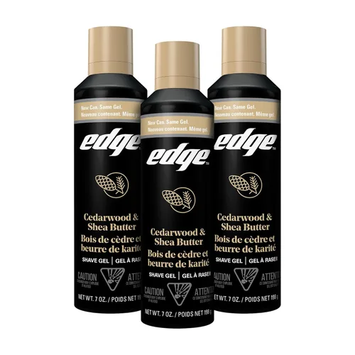 Edge Gel de afeitado para hombres, madera de cedro y manteca de karité, 7 onzas (paquete de 3) - Gel de afeitar para hombres que hidrata, protege y