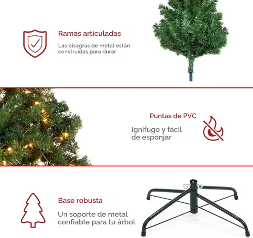 Vista 6 de Best Choice Products Árbol de Navidad de abeto azul preiluminado, decoración artificial con bisagras completas, 100 luces incandescentes blancas