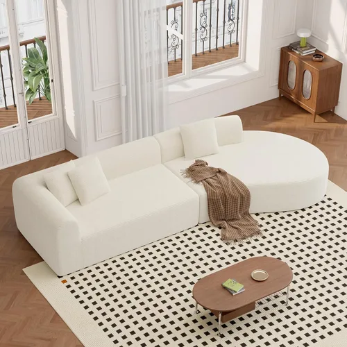 Vista 8 de Sofá modular modular de 126 pulgadas, moderno sofá curvado de nube con asiento profundo, sofás tapizados de gran tamaño para sala de estar, no Beige