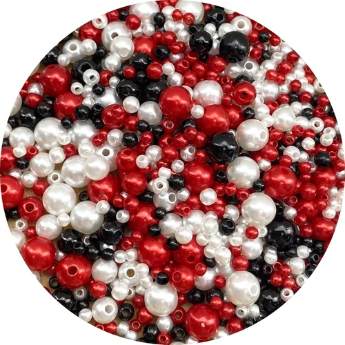 Vista 13 de Cuentas de perlas mixtas de 30 a 0.315 in, perlas redondas sueltas de satén, cuentas de plástico para hacer joyas, aretes, pulseras, collares