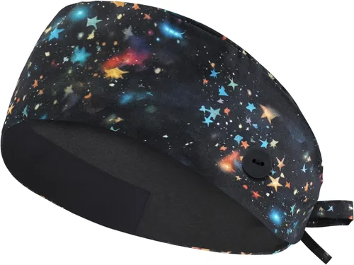 Vista 8 de QBA Gorra de trabajo ajustable con botón, gorro de trabajo de algodón, banda elástica para atar en la espalda, para mujeres y hombres, talla única