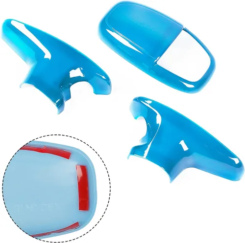 Vista 2 de Voodonala Para Challenger Charger ABS Perillas de palanca de cambios para Dodge Challenger Charger Accesorios 2018-2022 Durango Blue 3 piezas