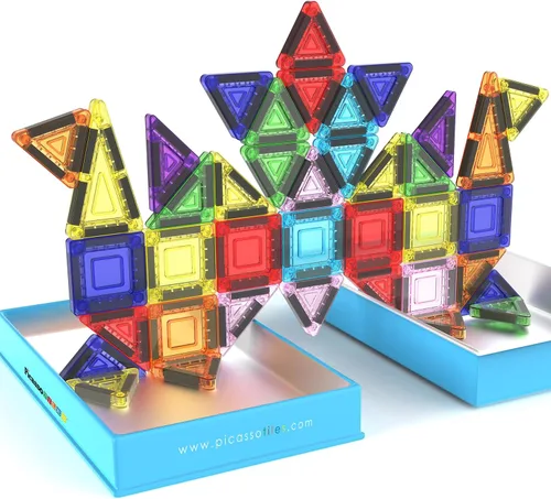 Vista 10 de PicassoTiles Juego de bloques de construcción magnéticos tamaño de viaje Serie mini Diamond, bloques de construcción magnéticos, juguetes