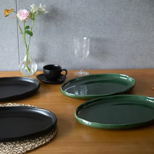 Vista 8 de vicrays Juego de vajilla de 8 piezas – Bandeja de cerámica para servir pequeños cuencos de postre, aptos para microondas, horno y lavavajillas