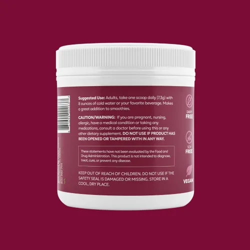 Vista 3 de Polvo de raíz de remolacha – Superalimento con antioxidantes, soporte de circulación y resistencia, 7.72 oz, 1 tarro