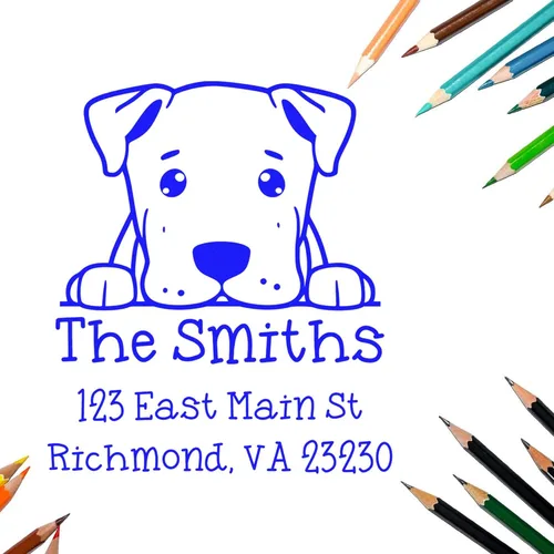 Vista 231 de Sello de alta calidad para cachorros Airedale Terrier – Sello de dirección personalizado – Ideal para los amantes de los perros – Elección de 5