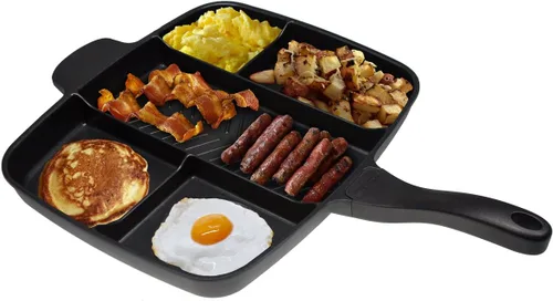 Vista 7 de Master Pan Non-Stick Divided Grill/Fry/Oven Meal Skillet, 15", Black