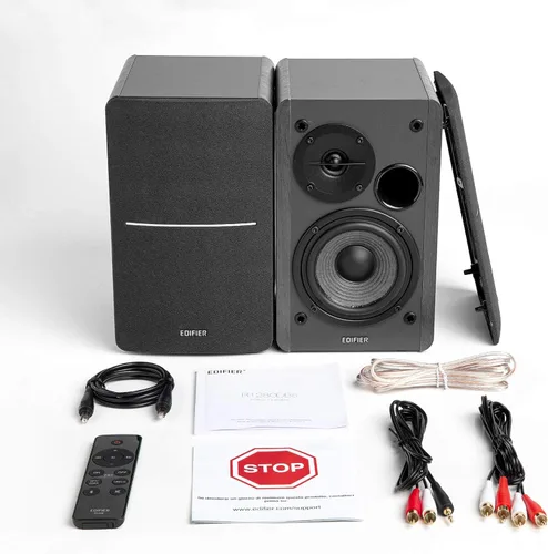 Vista 5 de Edifier R1280DBs - Altavoces para estantería Bluetooth activos, entrada óptica, altavoz de monitor de estudio inalámbrico 2.0, 42W RMS con salida