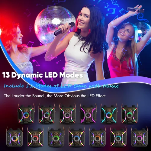 Vista 7 de Máquina de karaoke para adultos con dos micrófonos de karaoke inalámbricos, sistema PA, altavoz Bluetooth con micrófono que admite graves y agudos