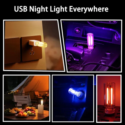 Vista 5 de 2 luces LED USB para automóvil, luces LED regulables al tacto, puerto USB, iluminación ambiental retro para automóvil, luces LED interiores