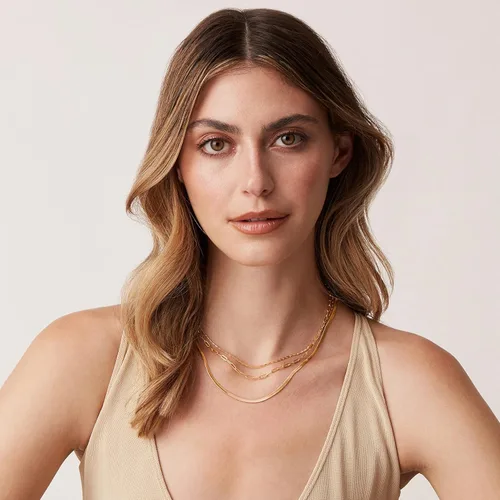 Vista 2 de PAVOI 14K Gold Plated Dainty Layering Necklaces for Women Snake Chain, Curb Link, Paperclip Layered Chains