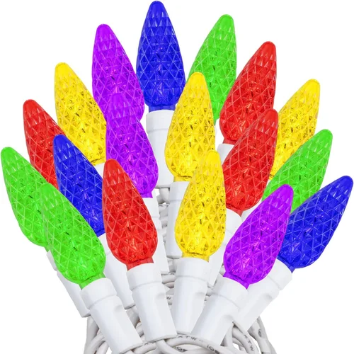 Vista 49 de Novelty Lights - Mini juego de 70 luces C6 LED de Navidad, serie de luces de grado comercial para exteriores, cable verde, 24 pies