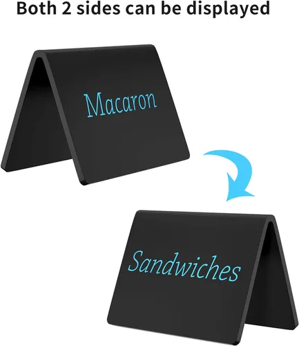 Vista 5 de AITEE Mini letreros de pizarra de mesa, paquete de 10 mini pizarras acrílicas para alimentos, bodas, fiestas de cumpleaños, bufé, panadería